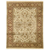 High-Quality Hand-Knotted Cream And Red Area Rug