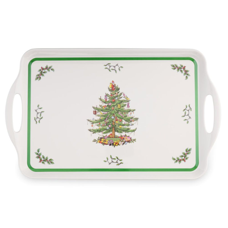Pimpernel Christmas Tree Large Melamine Hndld Tray 18.9 X11.6"