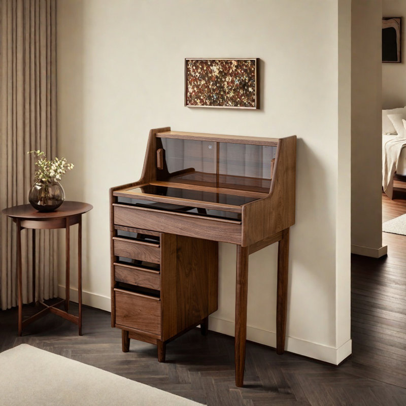 Simple Bedroom Solid Wood Dresser, Walnut
