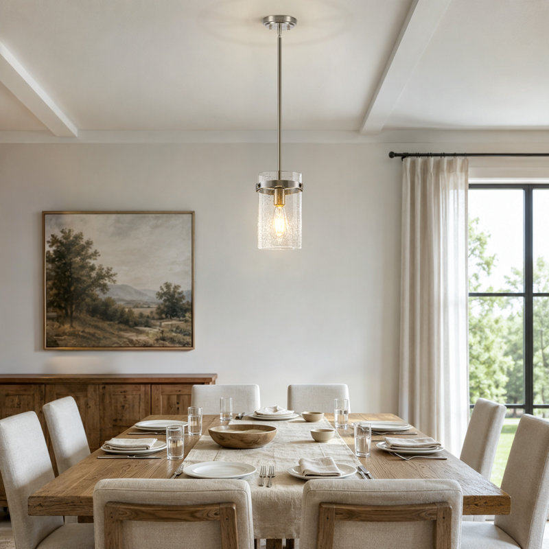 Luminaire suspendu 1 lumière avec îlot de cuisine Levona (finition nickel) Levona, Nickel