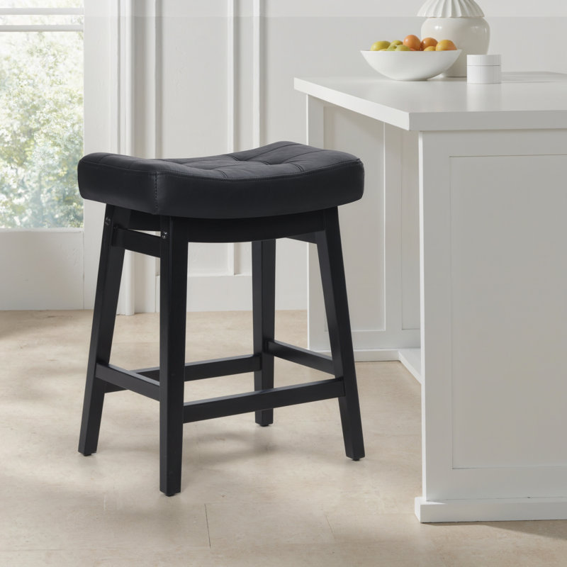 Tabourets de bar extra larges 19,7 po, Siège en similicuir noir / structure noire