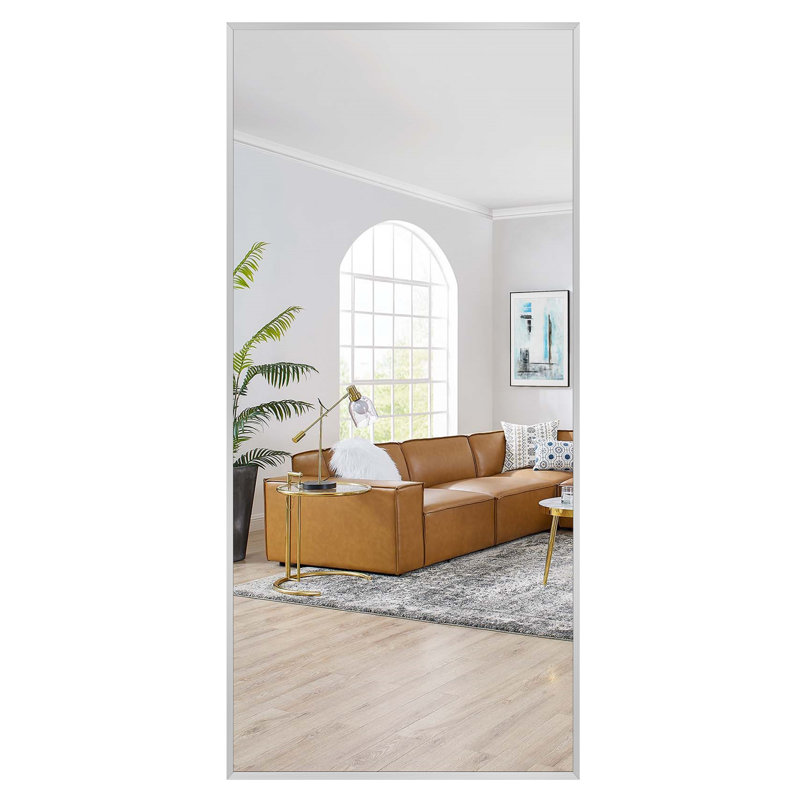 Talma Wood Flat Mirror, Light Gray, 47" H x 21" W