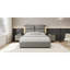 Grand lit moderne avec compartiment de rangement, cadre, cuir gratté, rangement avec rangement en tissu Sensor Night, métal et bois, confortable-36292872