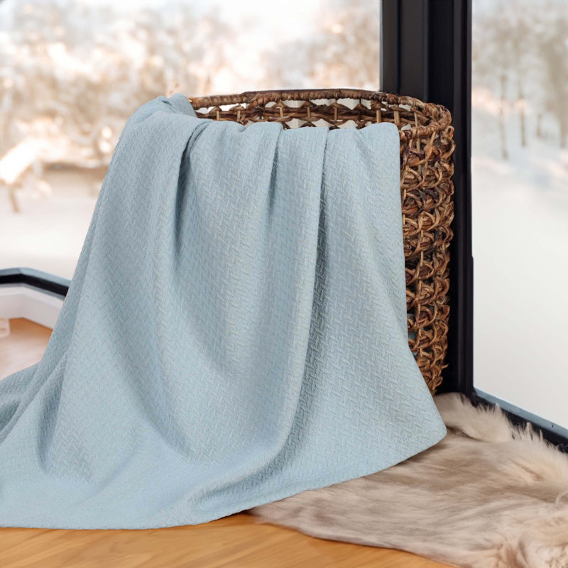 Jeté en jacquard texturé Nobel, Très grand, Bleu clair
