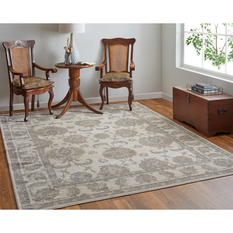 Viscose Floral Indoor Rug, Rectangle 7'9" x 10'