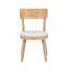 Ensemble de 2 chaises de salle à manger rembourrées modernes, bois d'hévéa, naturel et beige