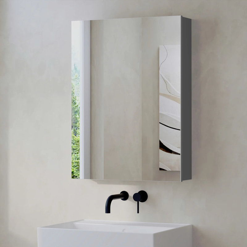 60mm W 80mm H Medicine Cabinet Mirror, Silver