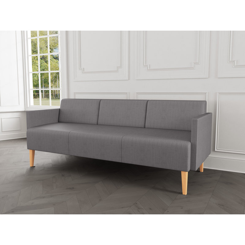 Luxe Lounge Reception Sofa, Plot Line Steel, Natural Wood