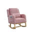 27. Fauteuil à bascule de salon moderne à dossier haut l 5 po avec un coussin lombaire, deux poches latérales et un ours en peluche.