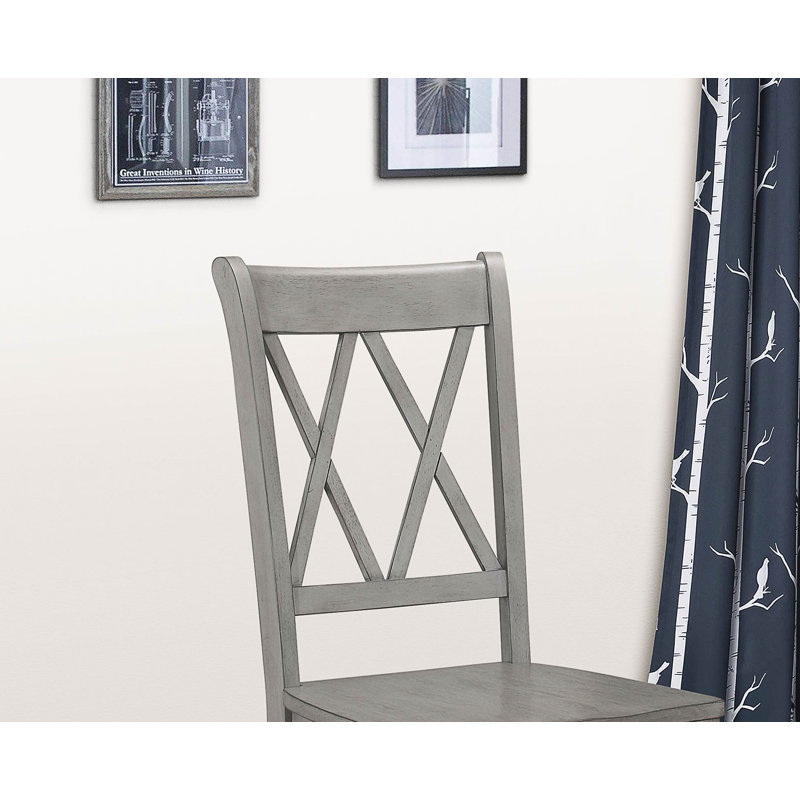 Ensemble de 2 chaises de salle à manger transitionnelles à dossier en X et chaises de cuisine, Gris