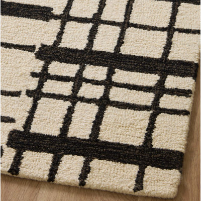 Chris Loves Julia x Loloi Polly Checkered Hand Tufted Jute/Sisal/Wool Black/Ivory Area Rug
