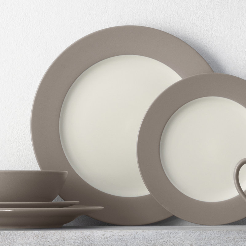 Sand and White Ceramic 4-Piece Matte Breakfast Set