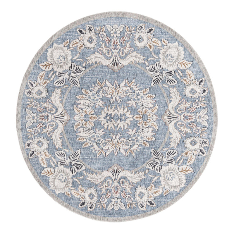 Erica Floral Indoor Rug, Round 7'