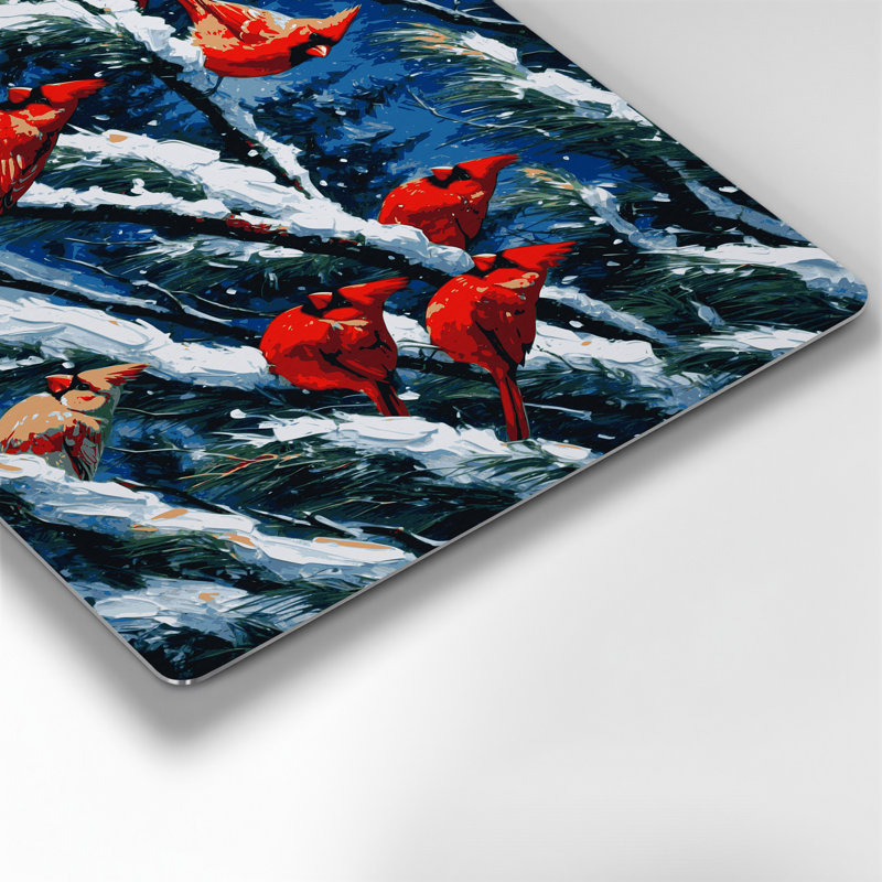 Birds Northern Cardinal, art mural gris en métal, H 132 po x l 168 po x P 0,05 po