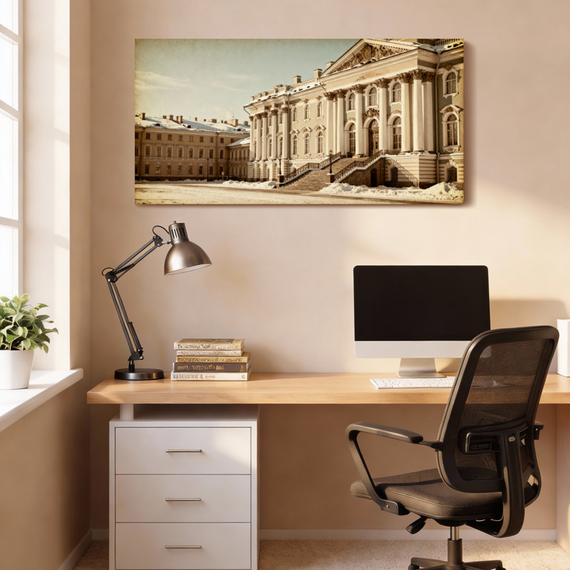 Ensemble de 1 tableau sur toile représentant l'architecture des palais classiques, H 12 po x l 36 po