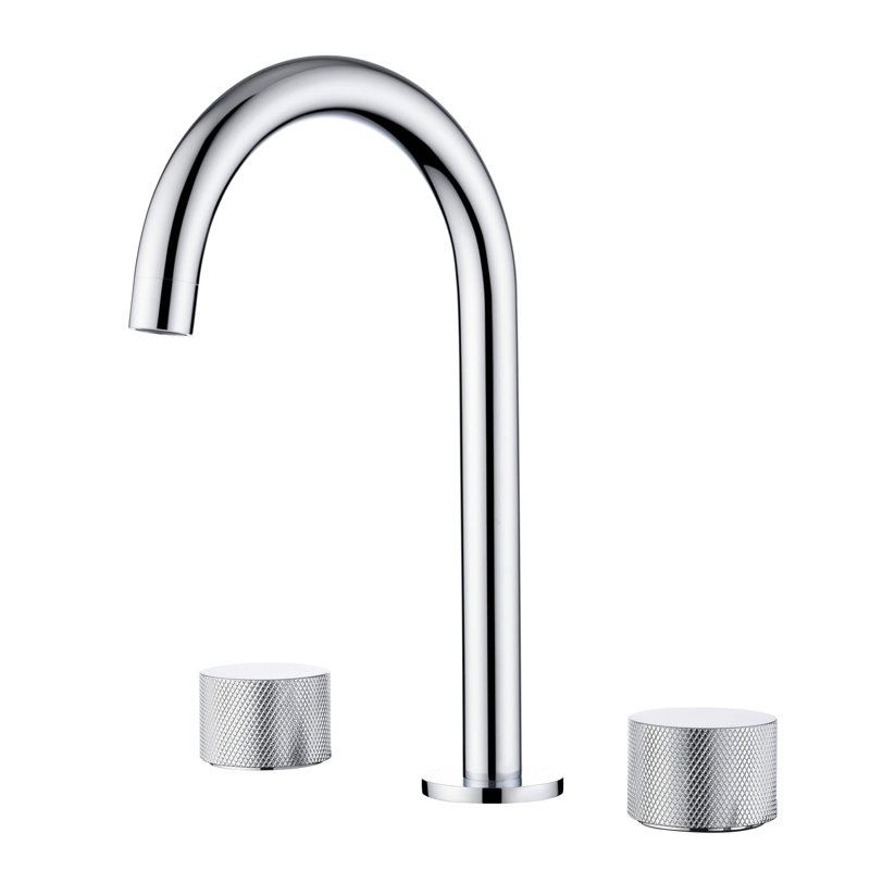 Robinet de salle de bain circulaire encastré à 3 trous et 2 poignées avec ensemble de drain circulaire X, Chrome chrome