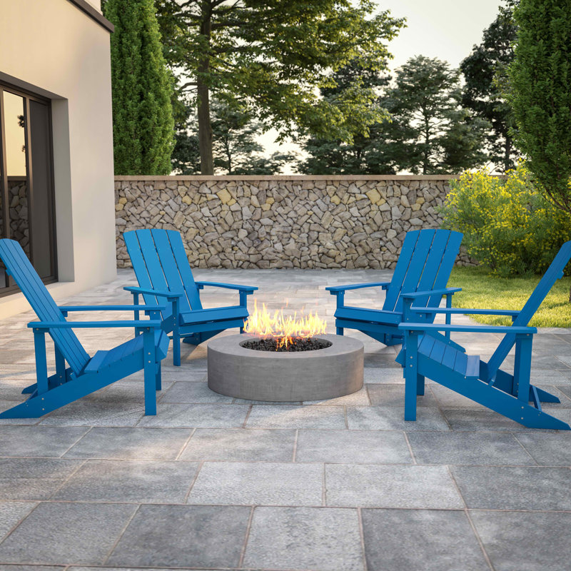 Chaises Adirondack d'extérieur en résine de polyester toutes saisons Balasi, Bleu