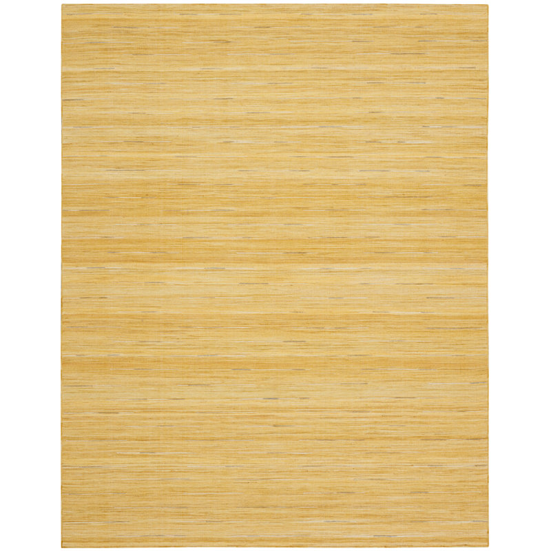 Anerinda Solid Hand Loomed Wool/Cotton Area Rug in Yellow, Rectangle 8' x 10'