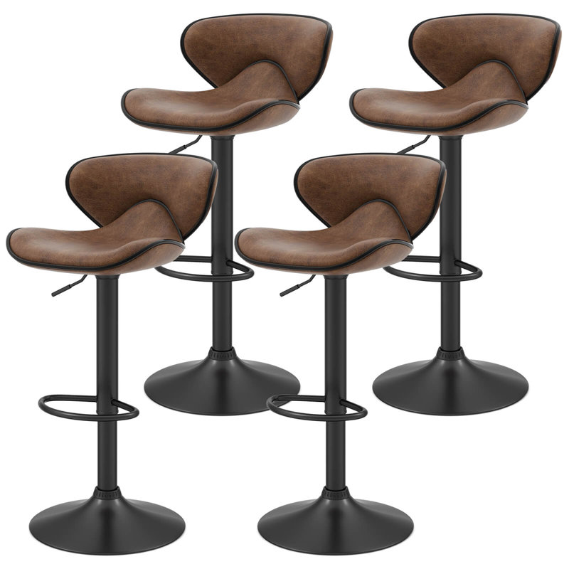 Costway Swivel Upholstered Adjustable Height Counter Stool with Metal Frame, 4