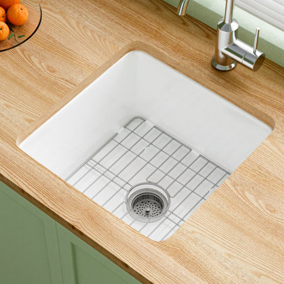 Évier de cuisine en argile réfractaire simple 18 "x l 18" avec grille inférieure et crépine