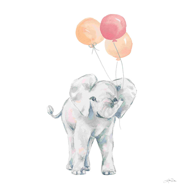 «Elephant Celebration» par Katrina Pete - Peinture, H 36 po x l 36 po, Oui, Papier avec cadre unique blanc
