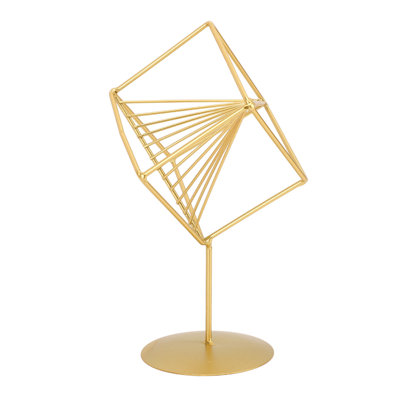 Gold Geometric Table Decor Creative 3D Iron Sculpture Compact Art Ornament for Living Room Study Office