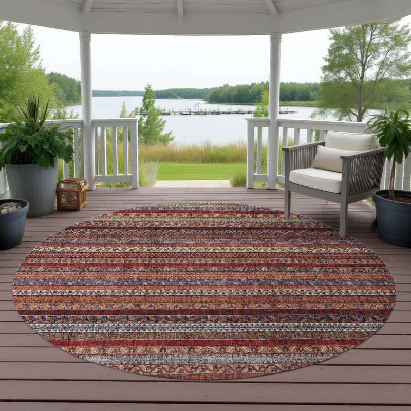 Tapis intérieur / extérieur lavable à la machine Chantille ACN2741, Paprika, Rond 8 pi