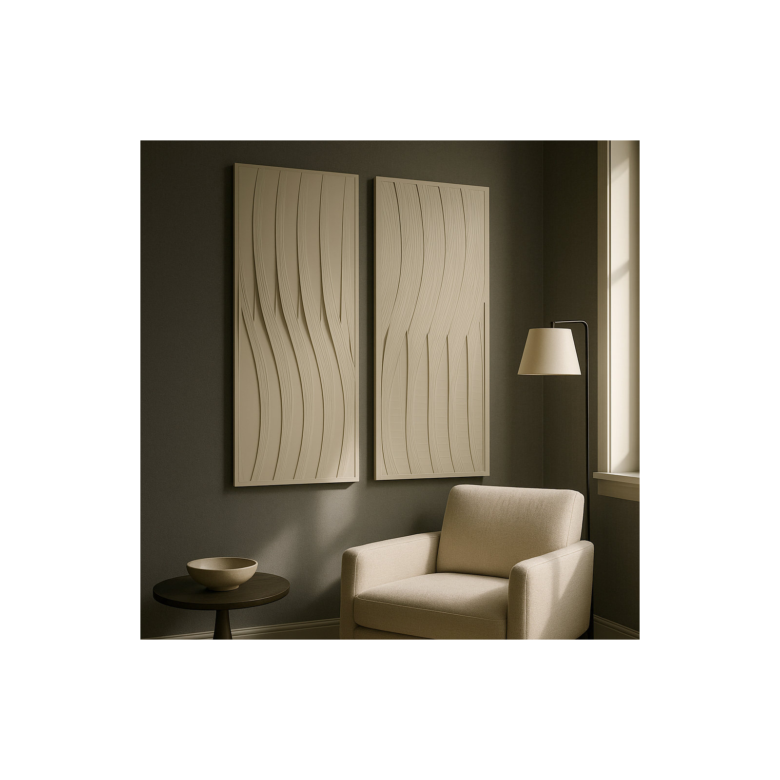 Set Of 2 24X59 Trinity Dimensional Plaster Wall Art