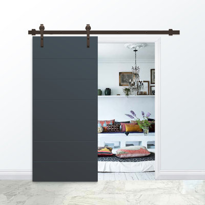 Hollow Paneled Painted without Installation Hardware Kit Barn Door