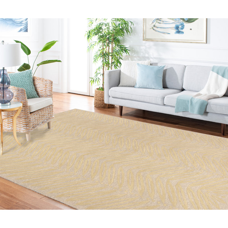 Geraro Martha Stewart Hand Tufted Wool/Viscose Geometric Rug in Oolong Tea Green, Rectangle 9' x 12'