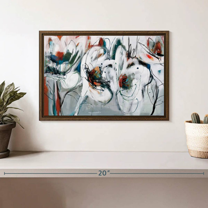 Danse d'hiver, 31 po x 21 po, Cadre flottant noyer