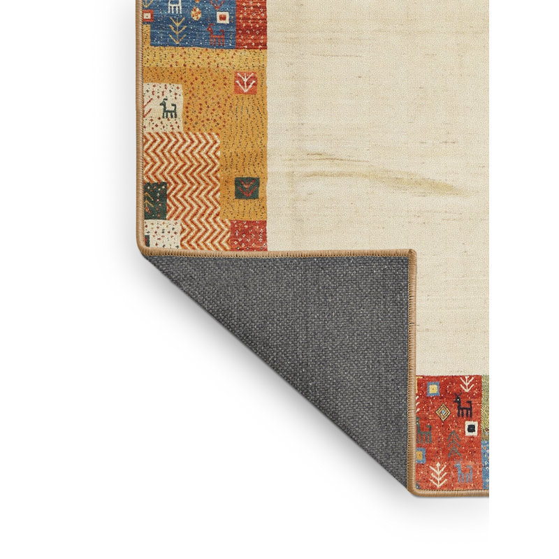 Tapis beige/jaune/orange contemporaine, Rectangle 2 pi x 5 pi