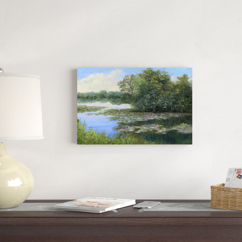 " Water Lily Pond " Painting Print, 12" H x 18" W x 1.25" D