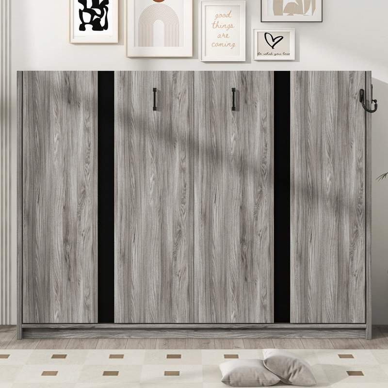 Lit escamotable pleine grandeur peu encombrant avec armoire pliante, parfait pour les petites pièces et une utilisation multifonctionnelle