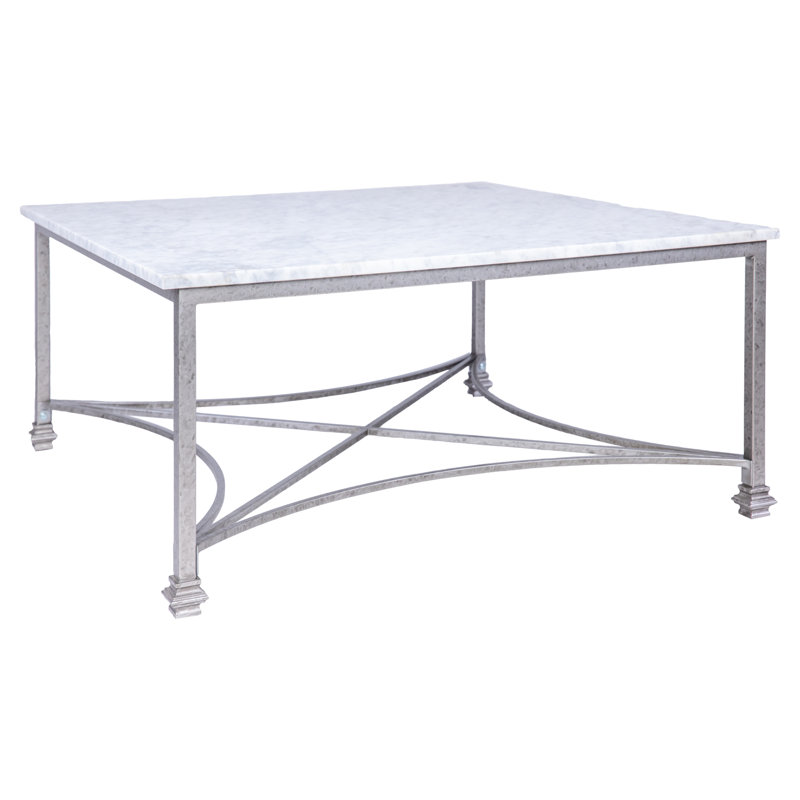 Bella Frame Coffee Table, Carrera Marble, Royal Silver