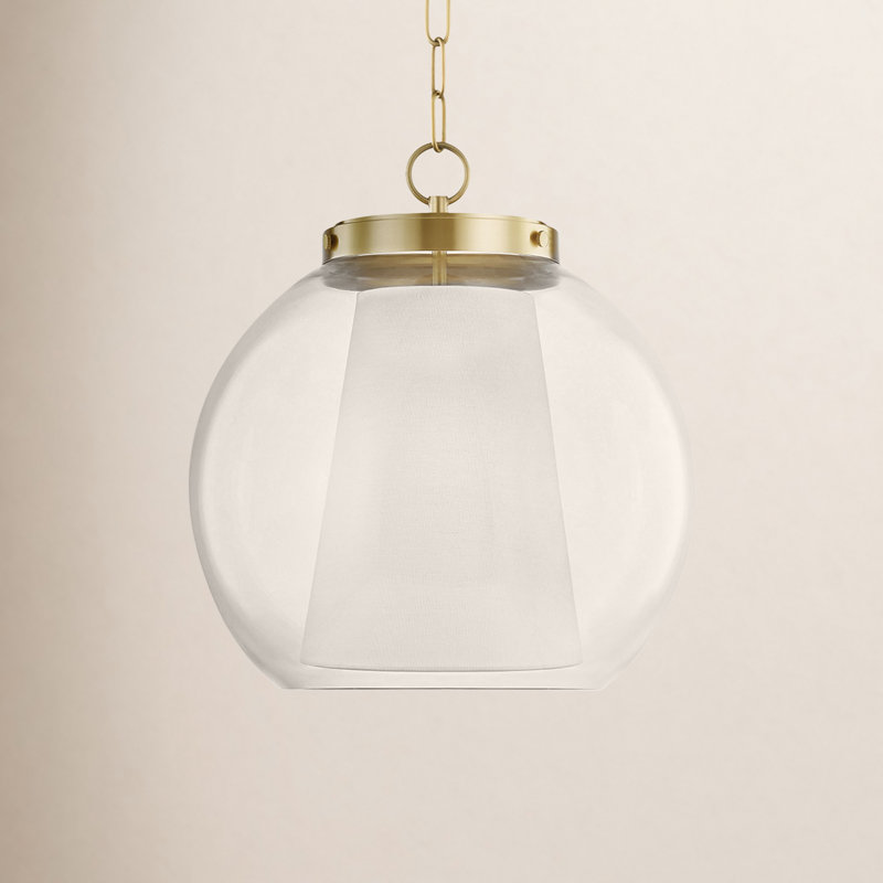 Dunwell 1 - Light Single Pendant, Aged Brass, 16.5" H x 15" W x 15" D