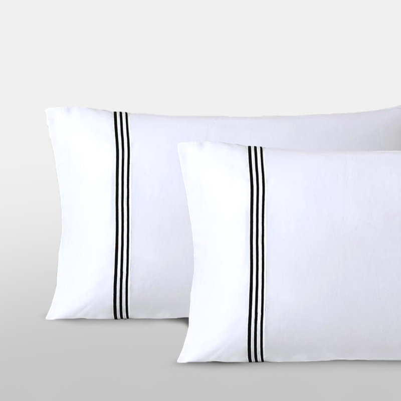 Triple Luxe Sateen Pillowcase Set, Standard Pillow Case with 2 Pillow Cases, Black
