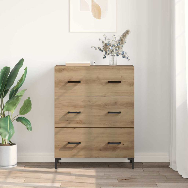  Sideboard Old Wood 69.5 X 34 X 90 Cm Engineered Wood And Iron, Artisan Oak