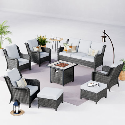Ensemble de conversation pour 7 personnes avec coussins