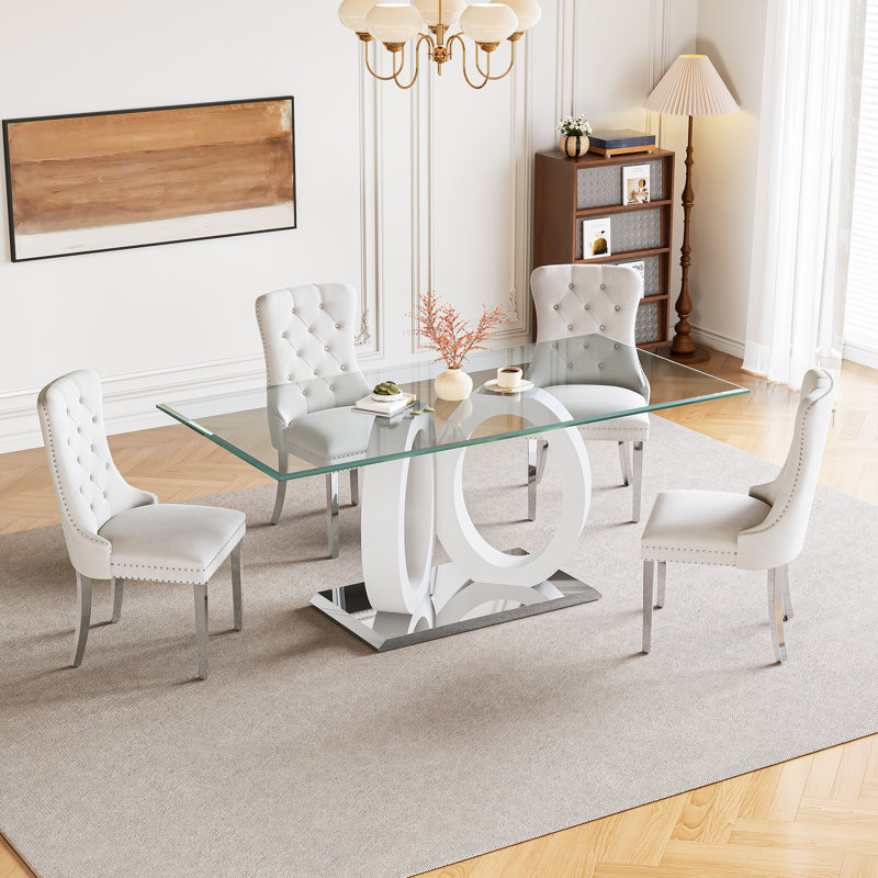 Glass Top Pedestal Dining Set