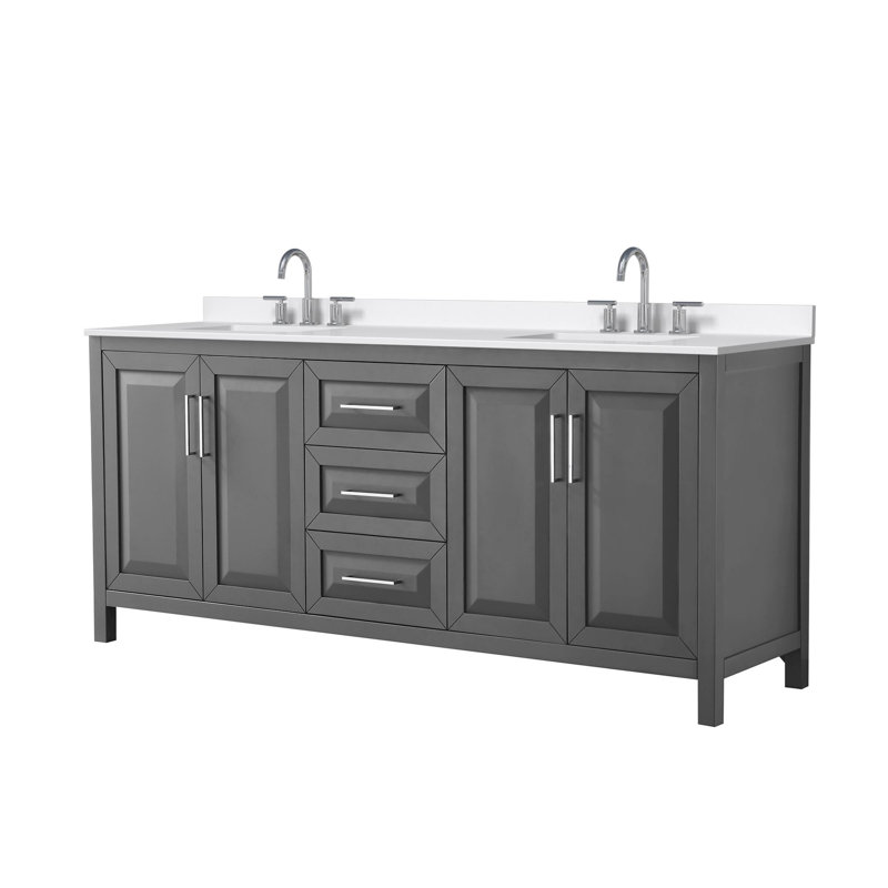 Daria 80'' W Vanity, Gray, Polished Chrome, Giotto Quartz