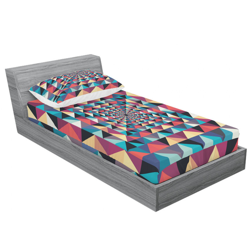 Microfiber Geometric Sheet Set, Twin Sheet Set with Fitted Sheet
