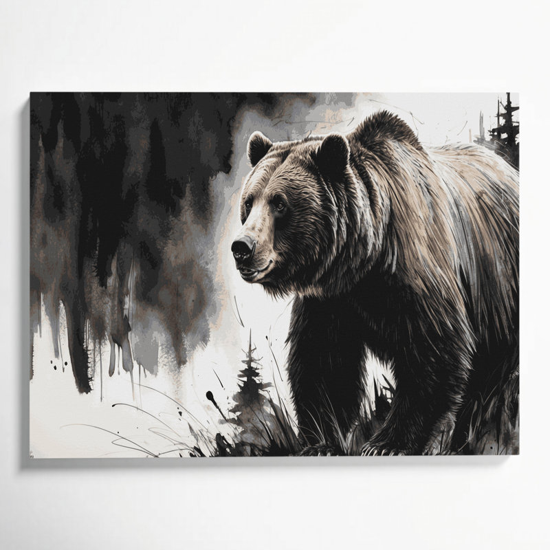 Faune, grizzly noir, art mural sur toile