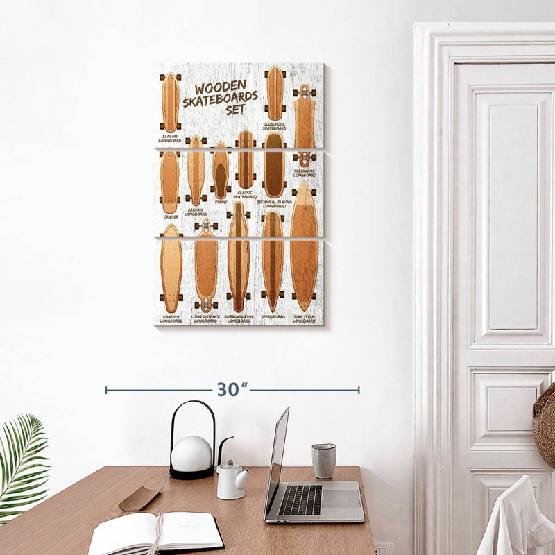 Senne Wood Skateboards Chart, 32" H x 20" W