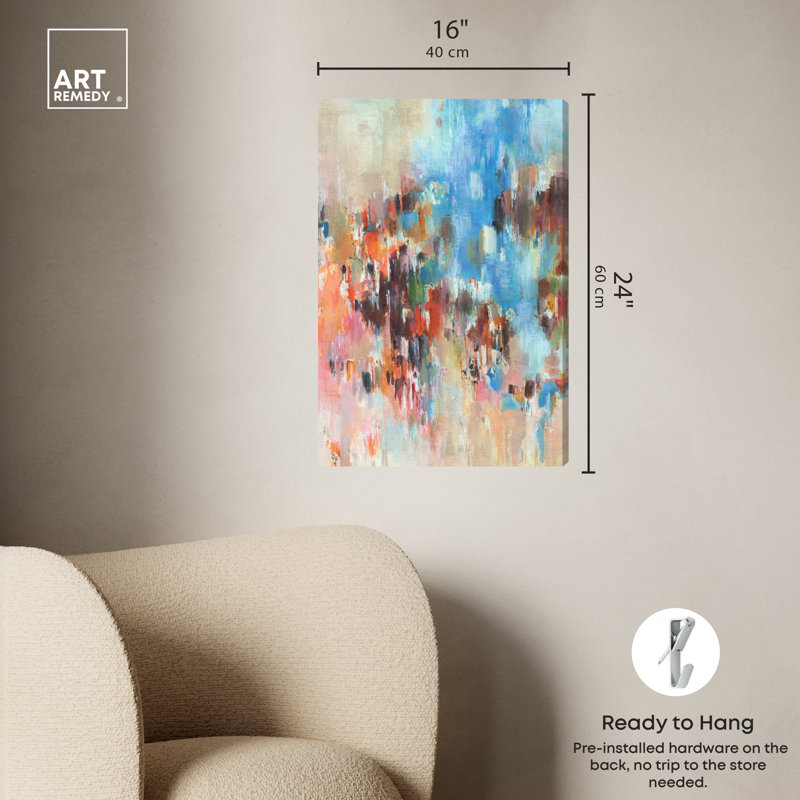 Gallery Wrapped Blue and Orange Abstract Canvas Wall Art, 16" x 24"