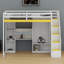 Lit mezzanine multifonctionnel avec rangement pour escalier, commode intégrée, armoire, armoires, prises USB et éclairage ambiant-873868816