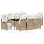  Ensemble de salle à manger de jardin avec coussin 9 pièces en rotin de polyester beige-231396560-231396564-231396565