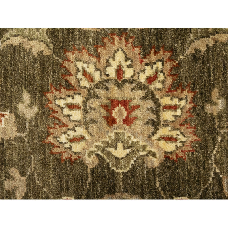 Tapis brun traditionnel fait à la main 6X9 Peshawar
