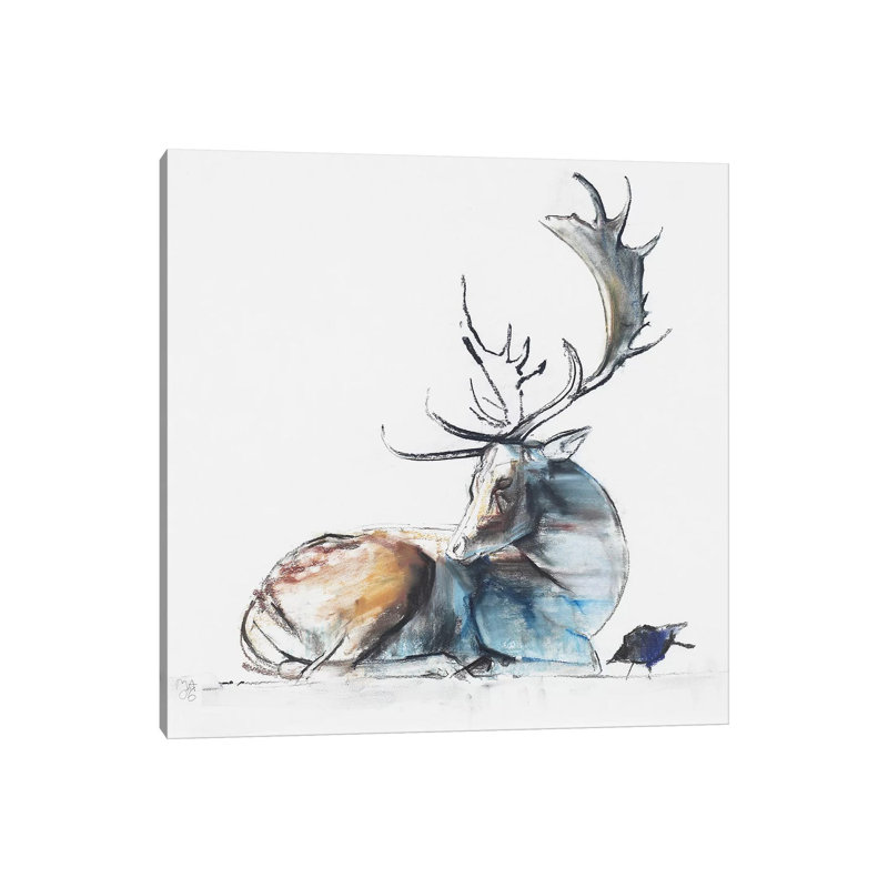 Buck And Bird, 2006 by Mark Adlington - Wrapped Canvas Painting, 66.04 cm H x 66.04 cm W x 3.175 cm D