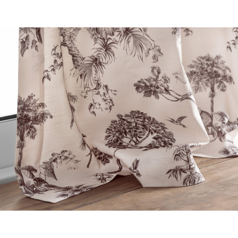 Maison Cotton Semi Sheer Curtain Single Panel, Brown, 50" W x 84" L